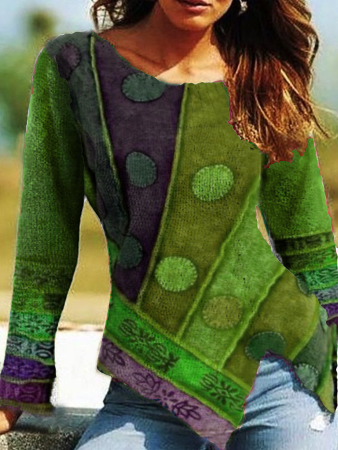 Printed Casual Long Sleeve Shirt & Top