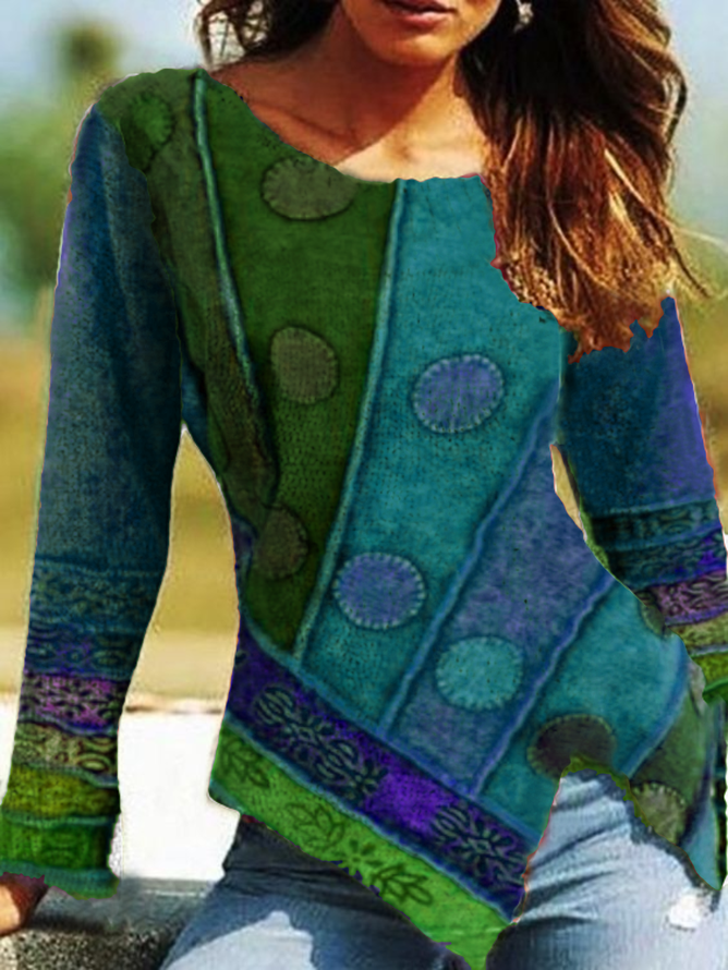 Printed Casual Long Sleeve Shirt & Top