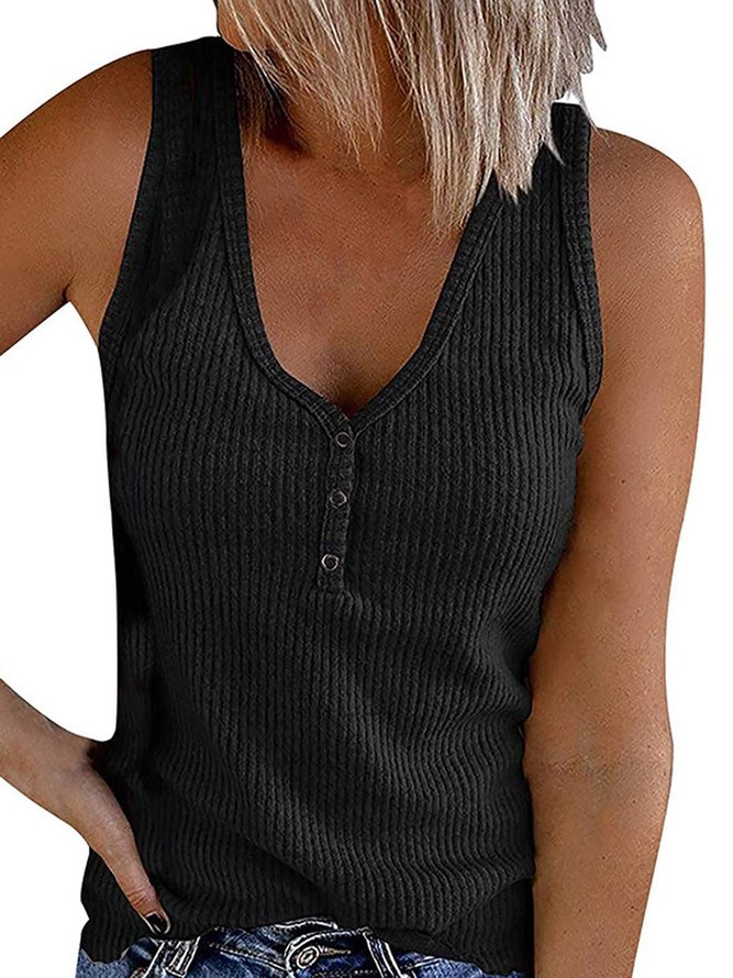 Sheath Sleeveless Casual Crew Neck Tank & Cami