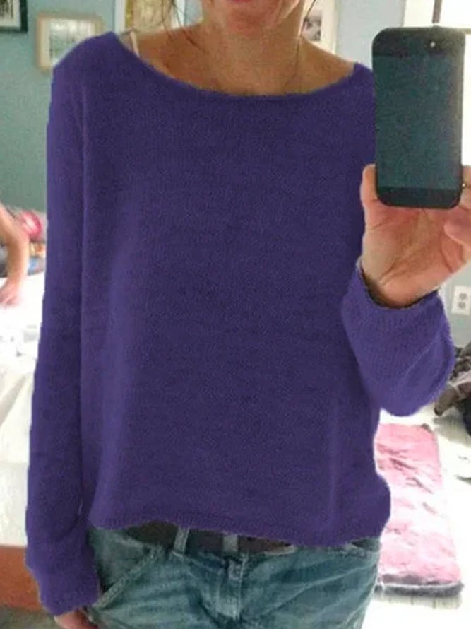 Cotton-Blend Long Sleeve Sweater
