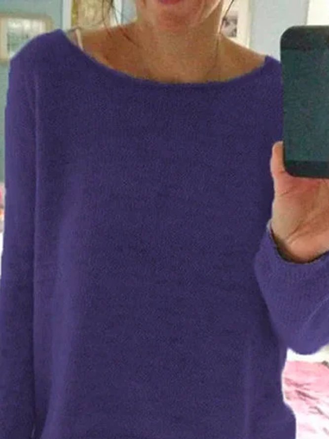 Cotton-Blend Long Sleeve Sweater