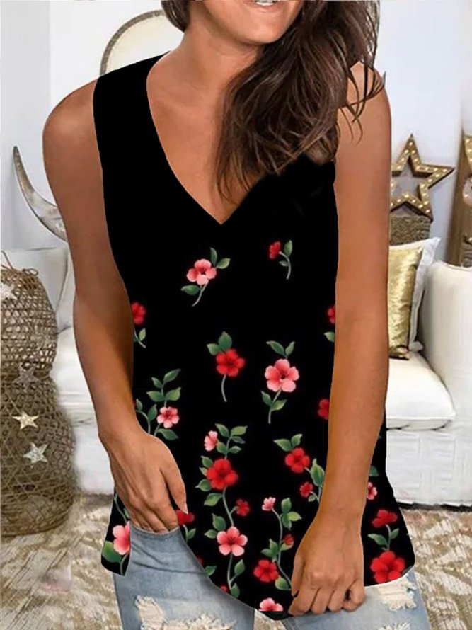 Vintage Sleeveless Printed Shirt & Top