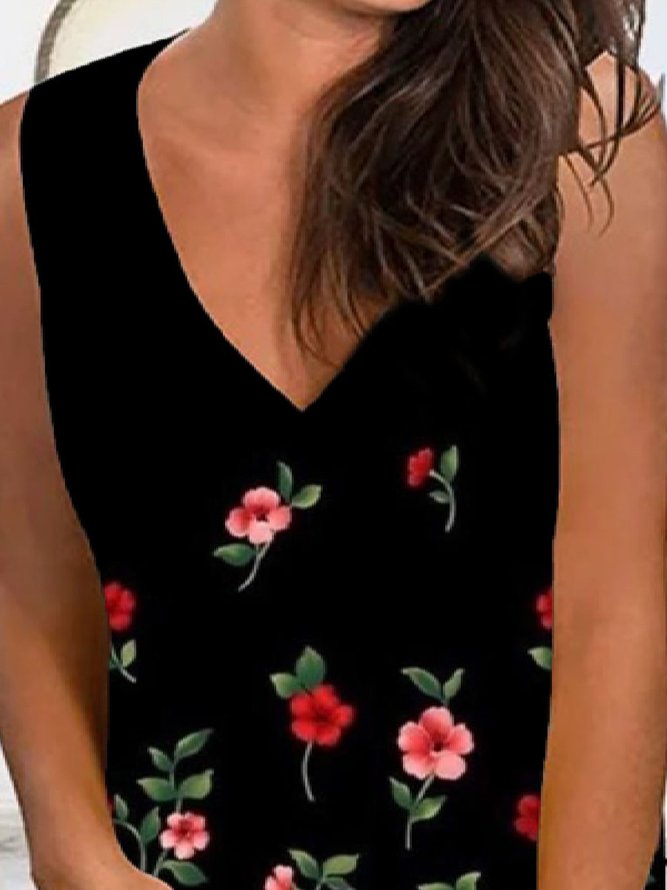 Vintage Sleeveless Printed Shirt & Top