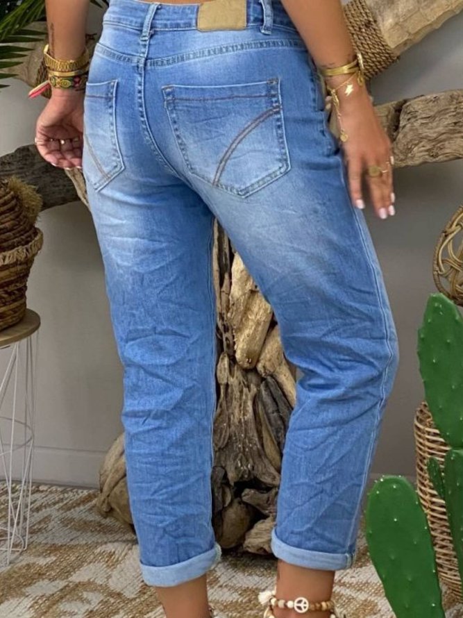 Denim Solid Washed Jeans