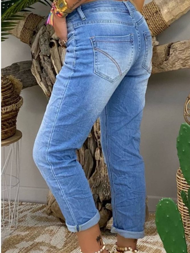 Denim Solid Washed Jeans
