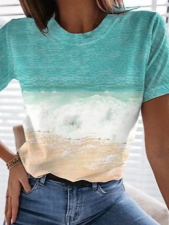 Ombre/tie-Dye Short Sleeve Casual T-shirt