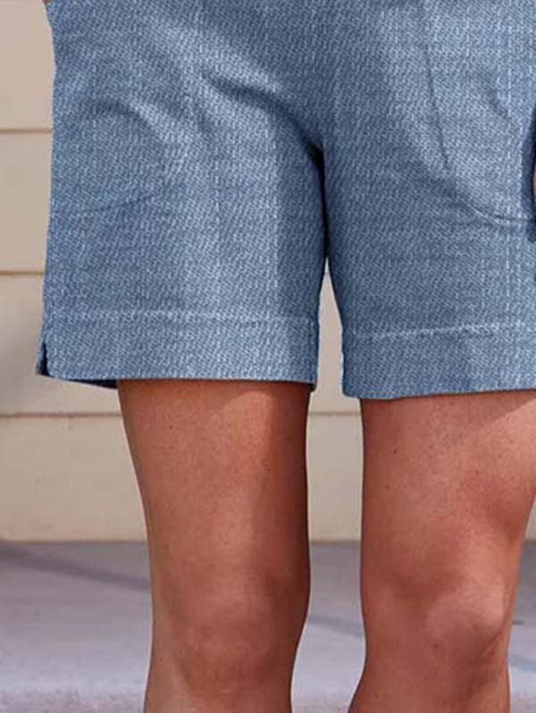 Solid Pockets Casual Shorts