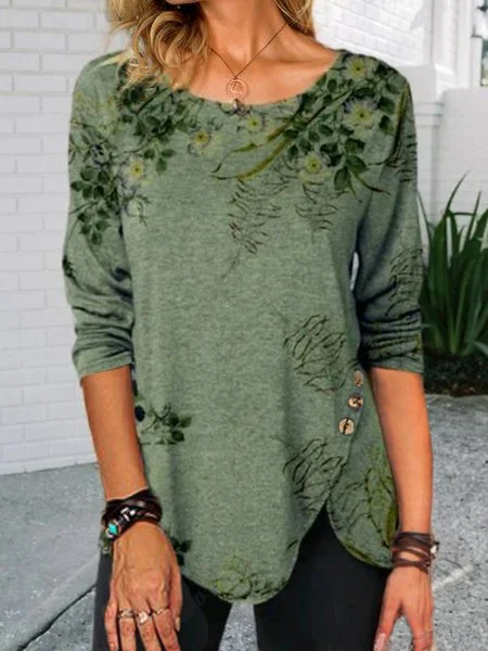 Women Vintage Printed Long Sleeve Shirt