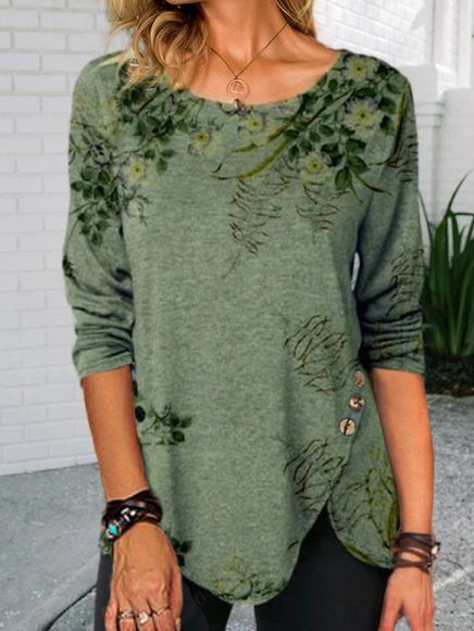 Women Vintage Printed Long Sleeve Shirt