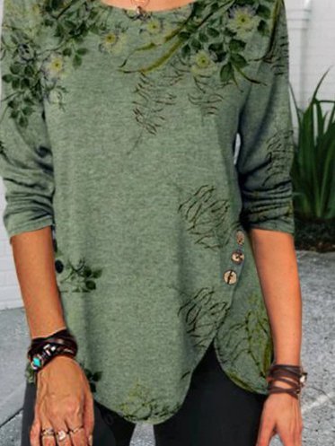 Women Vintage Printed Long Sleeve Shirt