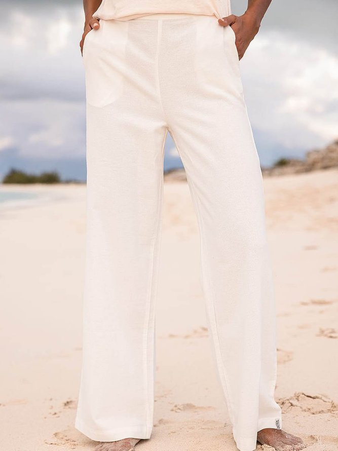 Shift Cotton-blend Casual  White Pants