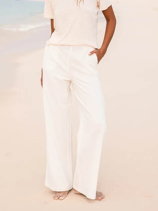 Shift Cotton-blend Casual  White Pants