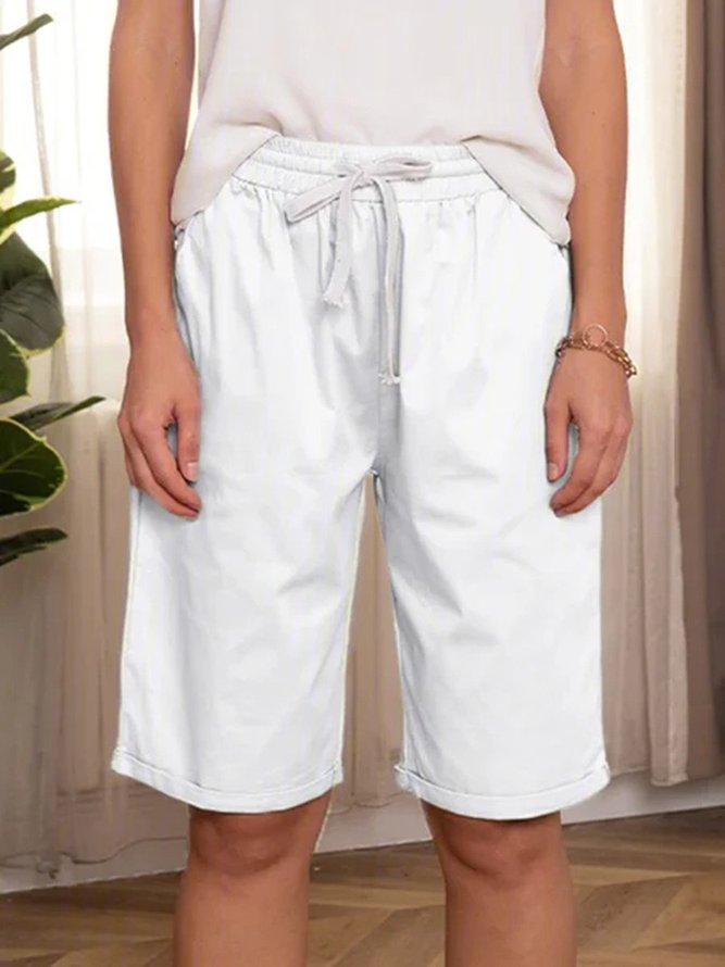 Women Casual Linen & Cotton Bottoms Shorts
