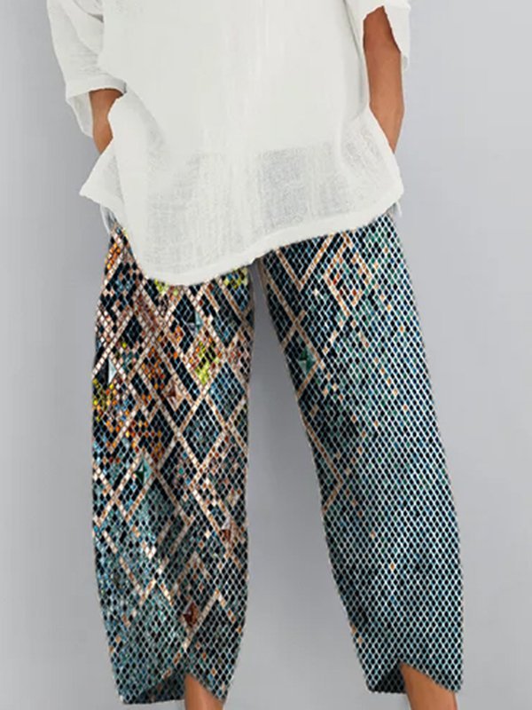 Pockets Printed Casual Pants