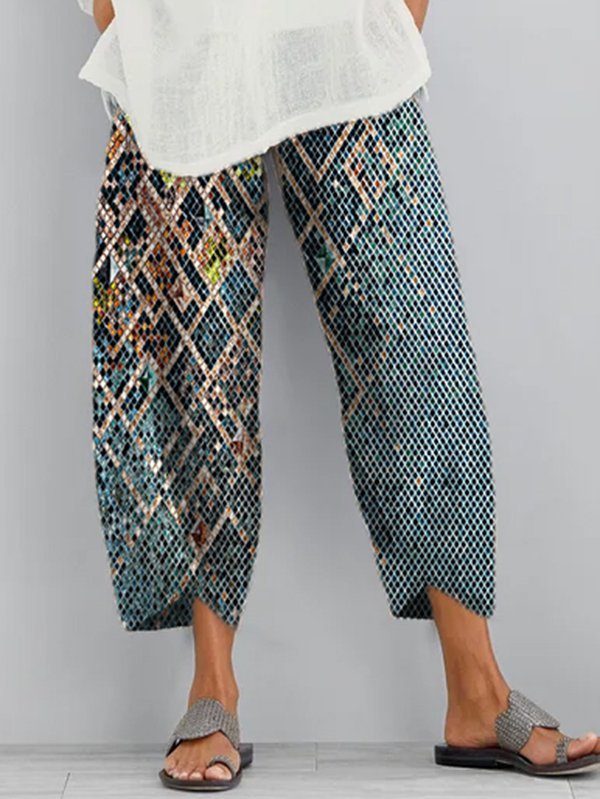 Pockets Printed Casual Pants