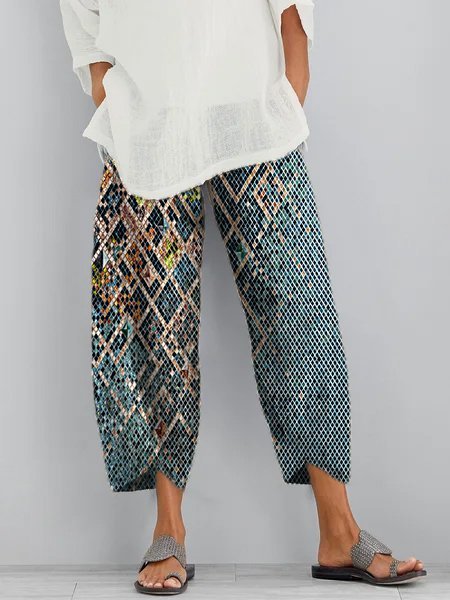Pockets Printed Casual Pants