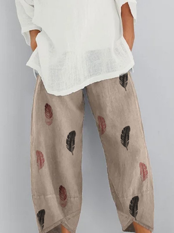 Pockets Printed Casual Pants