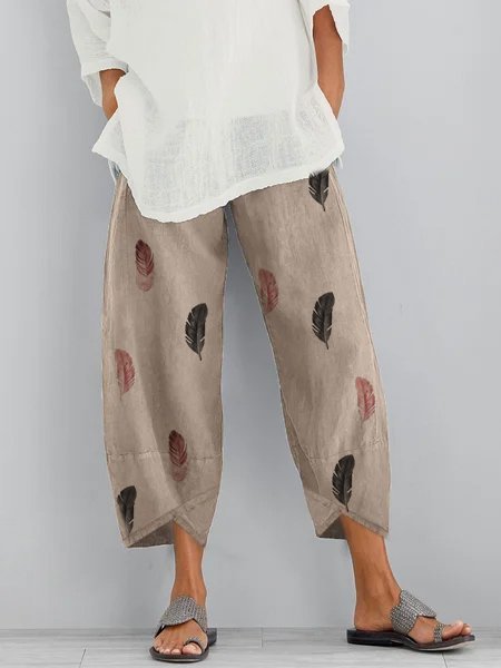 Pockets Printed Casual Pants