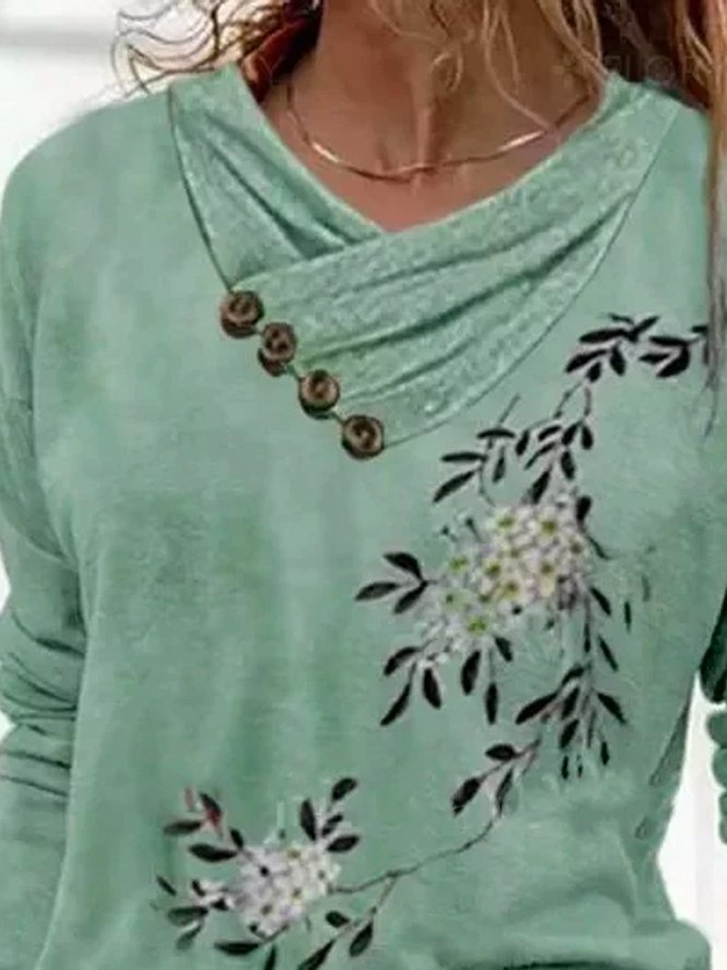 Long Sleeve Casual Floral Top