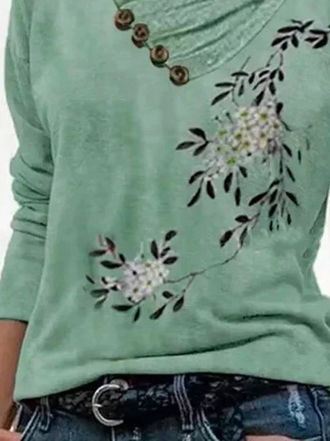 Long Sleeve Casual Floral Top