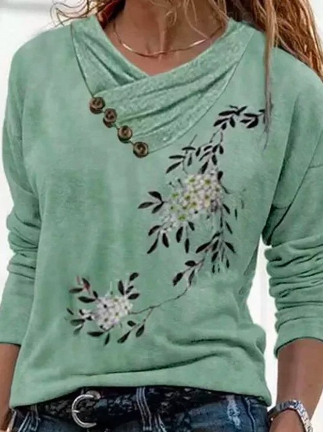Long Sleeve Casual Floral Top