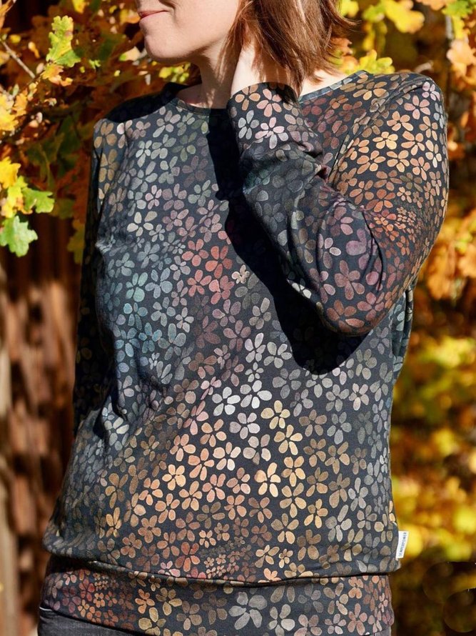 Long Sleeve Floral Floral-Print Sweatshirt