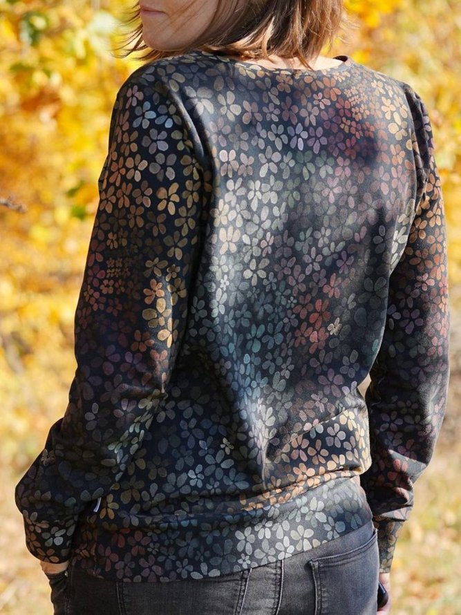 Long Sleeve Floral Floral-Print Sweatshirt