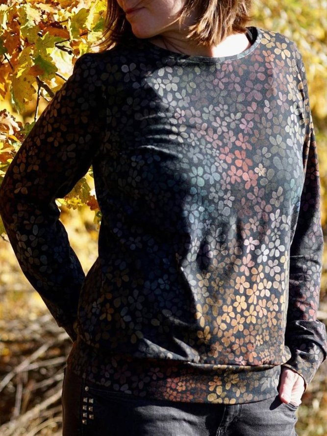Long Sleeve Floral Floral-Print Sweatshirt