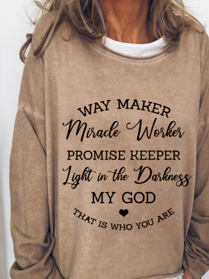 Casual Long Sleeve Round Neck Printed Top Sweatshirt
