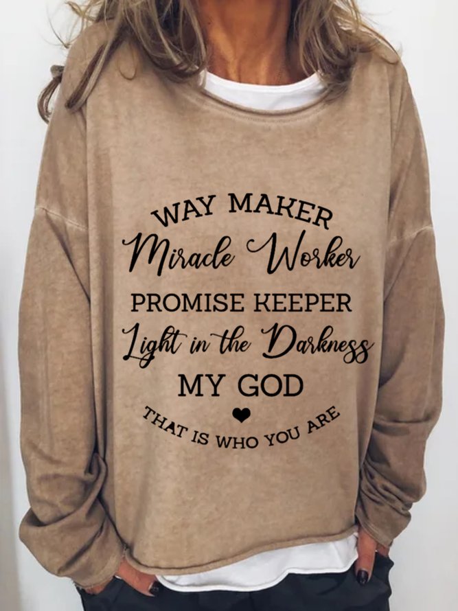 Casual Long Sleeve Round Neck Printed Top Sweatshirt