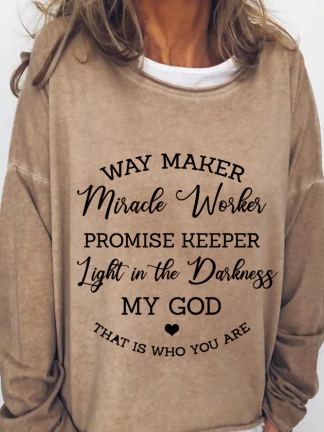 Casual Long Sleeve Round Neck Printed Top Sweatshirt