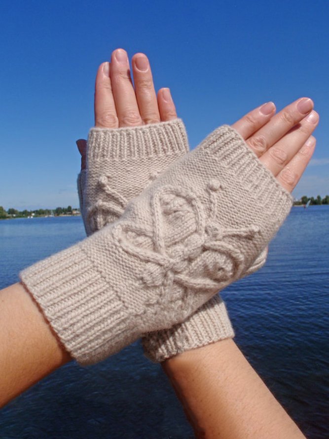 Butterfly Woolen Fingerless Gloves