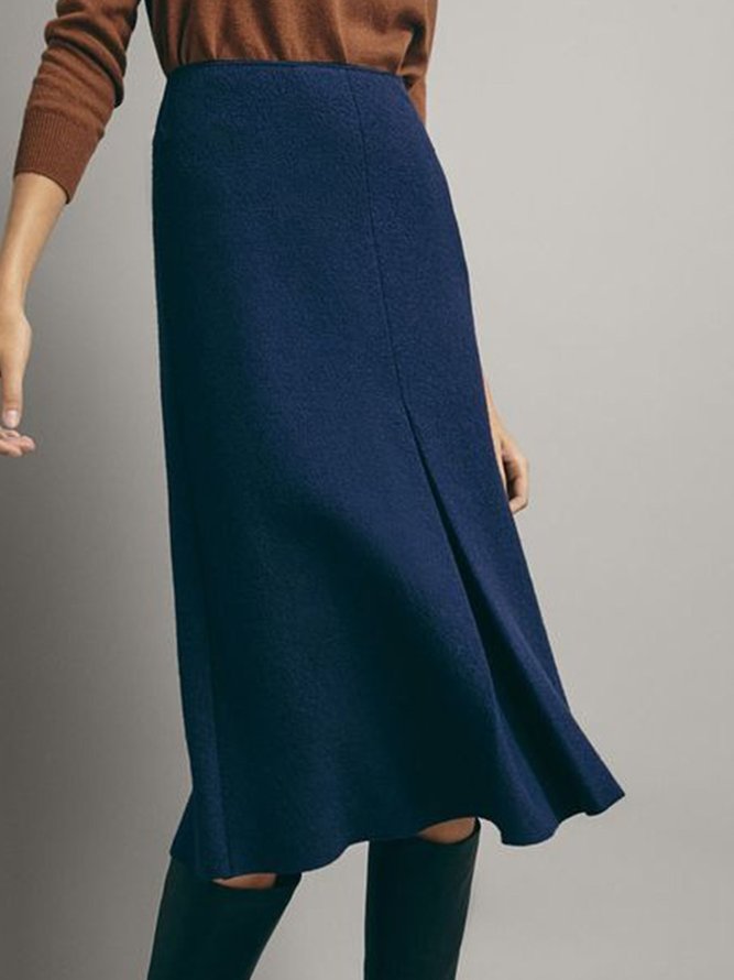 Dark Blue Casual Vintage Simple Skirt