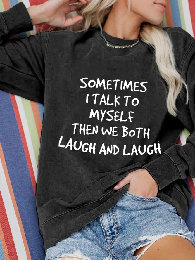 Casual Long Sleeve Round Neck Printed Top Sweatshirt