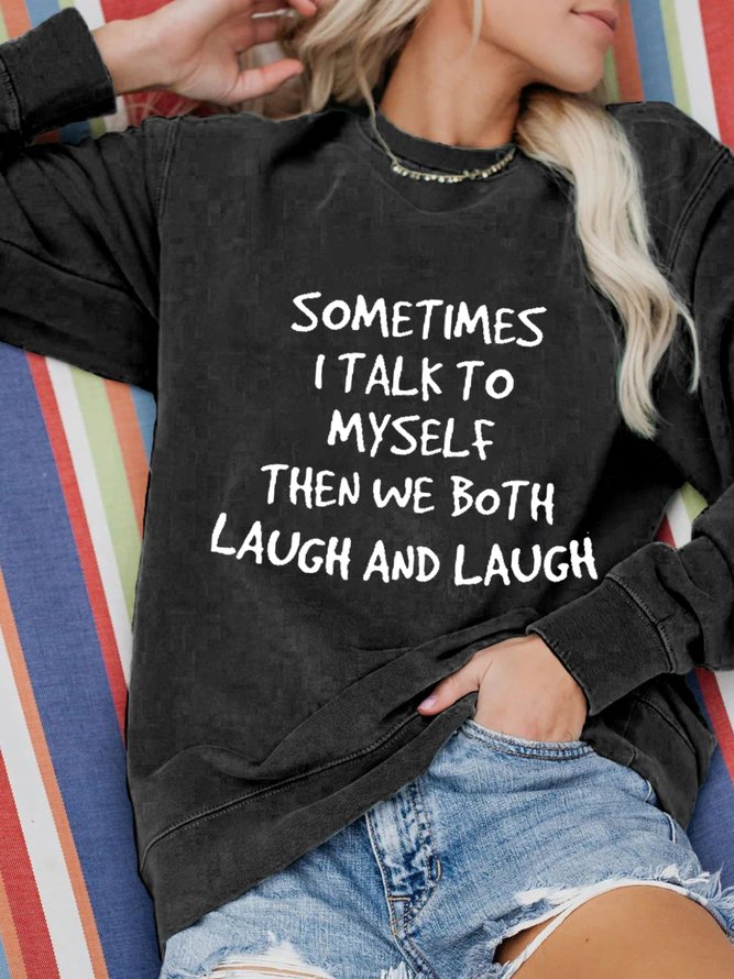 Casual Long Sleeve Round Neck Printed Top Sweatshirt