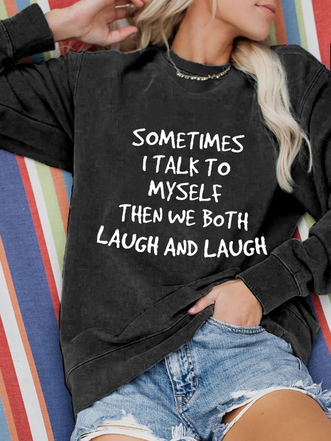 Casual Long Sleeve Round Neck Printed Top Sweatshirt