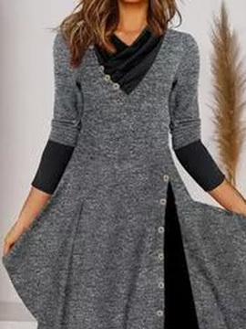 Casual Cowl Neck Knitting Dress