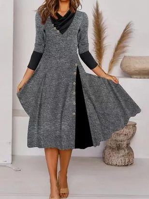 Casual Cowl Neck Knitting Dress
