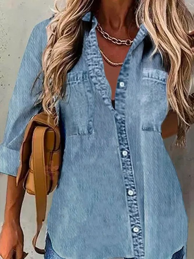 Long Sleeve Washed Blouse