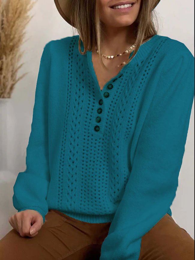 Long Sleeve  Cotton-blend  Crew Neck Casual  Winter  White Knit