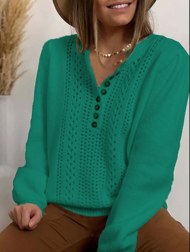 Long Sleeve  Cotton-blend  Crew Neck Casual  Winter  White Knit