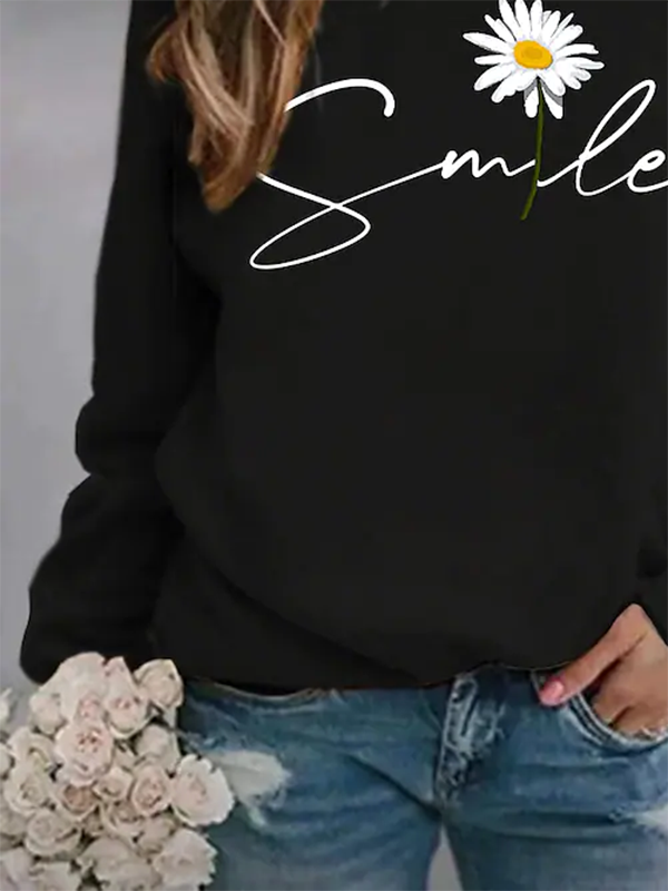 Printed Long Sleeve Crew Neck Casual Sweatshirt