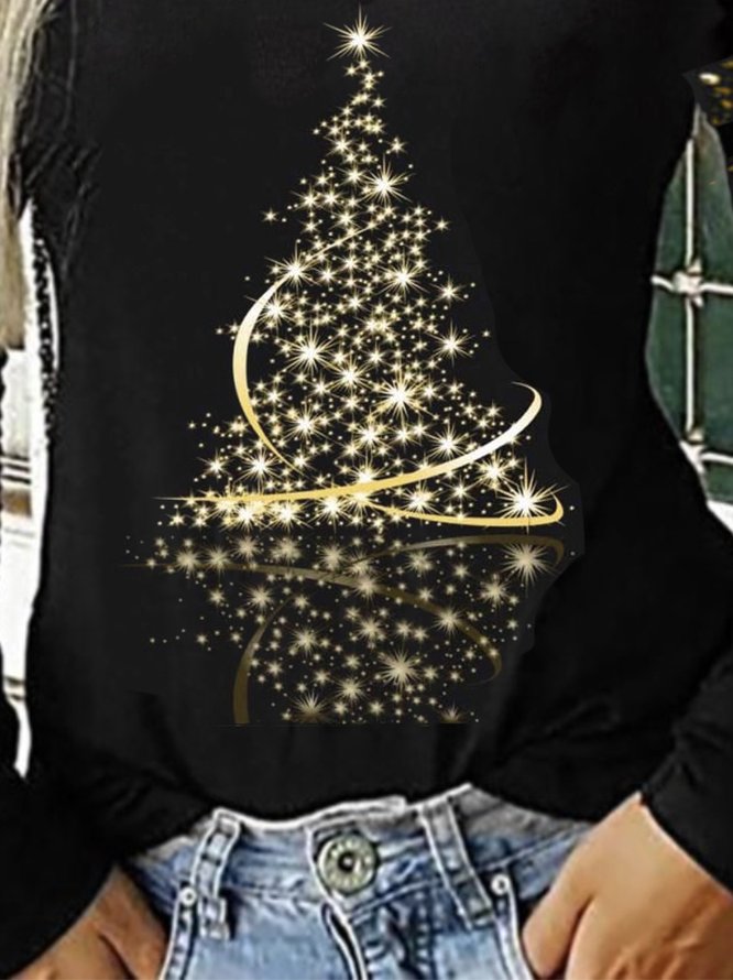 Christmas Cotton Blends Loosen T-shirt Xmas T-shirt