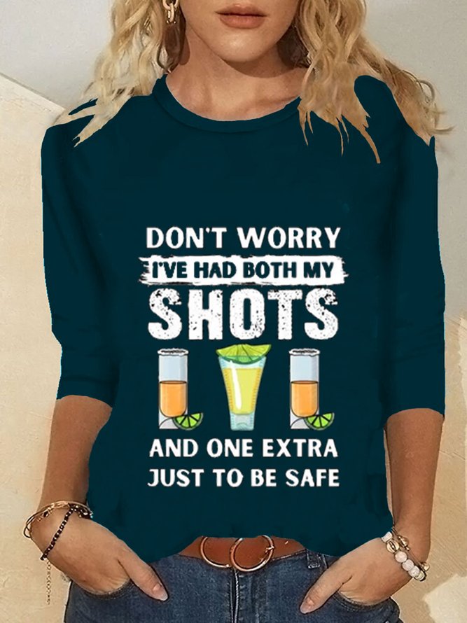 Casual Long Sleeve Round Neck Printed Top T-shirt
