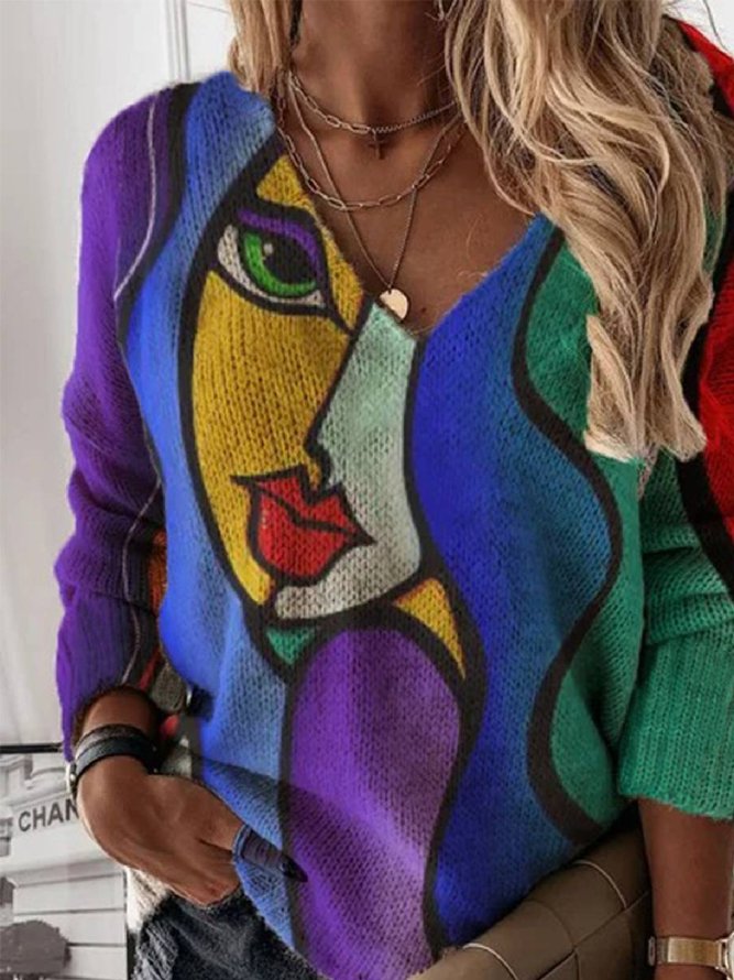 V Neck People Long Sleeve Top