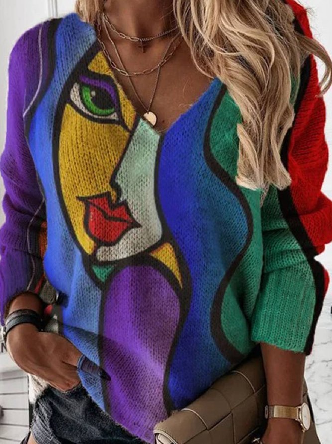 V Neck People Long Sleeve Top