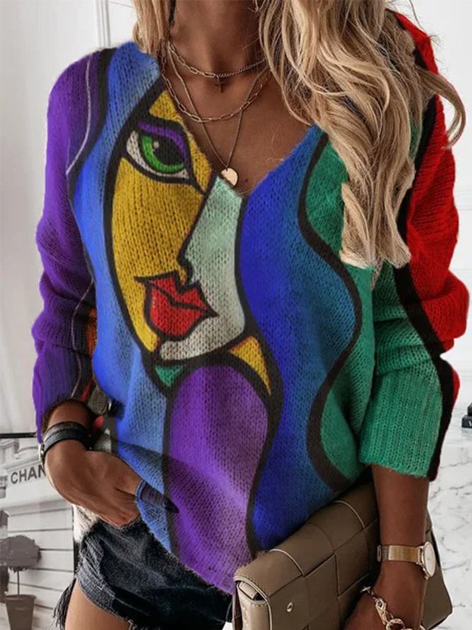 V Neck People Long Sleeve Top