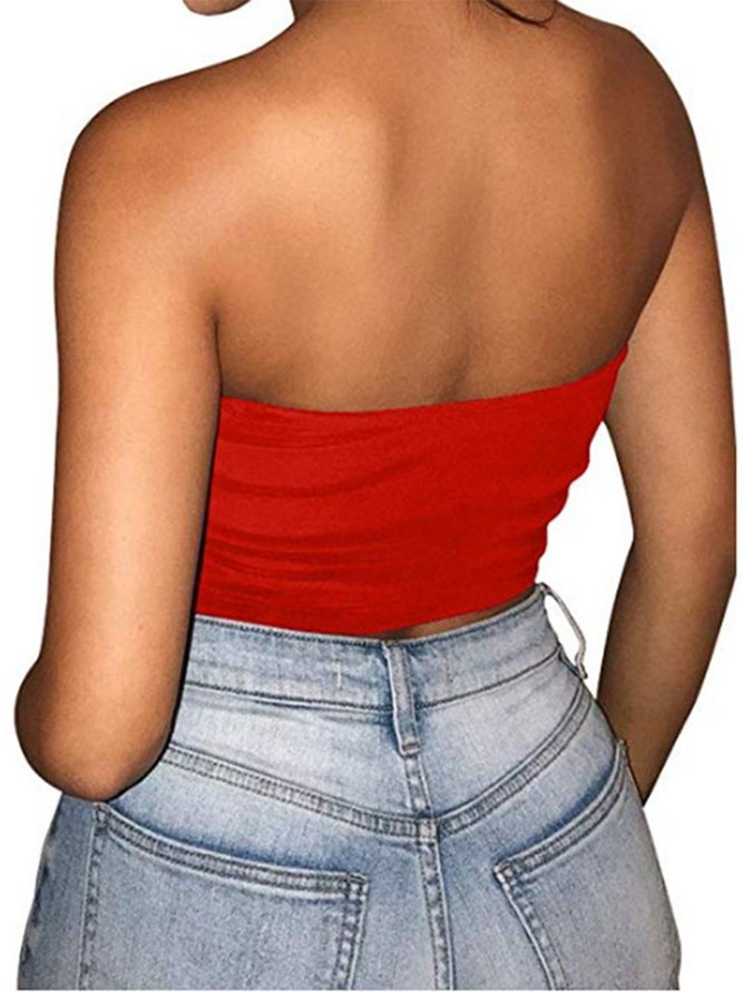 Plus Size Solid Color Tube Top Underwear