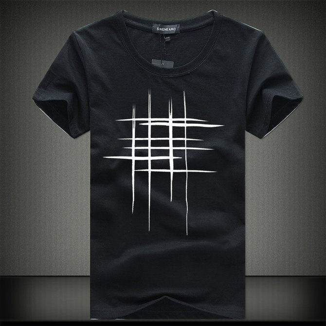 Casual plus size geometric line printing  t-shirt