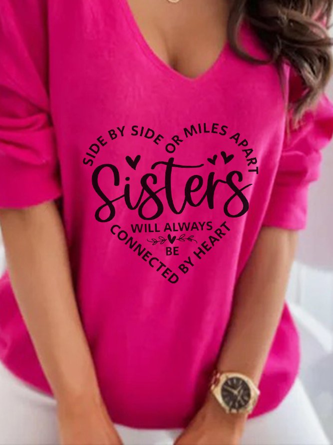 Sisters Will Always Be Connected By Heart Women's Shirts & Tops